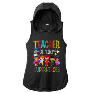 Kindergarten Prek Teacher Of Tiny Superheroes Back To School Ladies PosiCharge Tri-Blend Wicking Draft Hoodie Tank