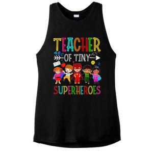 Kindergarten Prek Teacher Of Tiny Superheroes Back To School Ladies PosiCharge Tri-Blend Wicking Tank