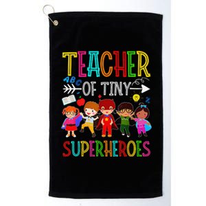 Kindergarten Prek Teacher Of Tiny Superheroes Back To School Platinum Collection Golf Towel