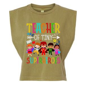 Kindergarten Prek Teacher Of Tiny Superheroes Back To School Garment-Dyed Women's Muscle Tee