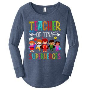 Kindergarten Prek Teacher Of Tiny Superheroes Back To School Women's Perfect Tri Tunic Long Sleeve Shirt