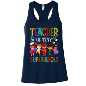 Kindergarten Prek Teacher Of Tiny Superheroes Back To School Women's Racerback Tank