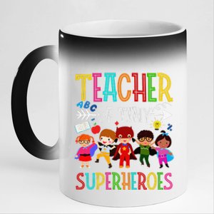 Kindergarten Prek Teacher Of Tiny Superheroes Back To School 11oz Black Color Changing Mug