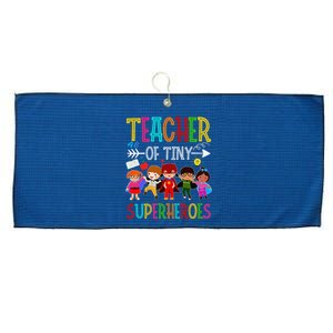 Kindergarten Prek Teacher Of Tiny Superheroes Back To School Large Microfiber Waffle Golf Towel