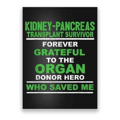 Kidney Pancreas Transplant Survivor Forever Grateful Poster