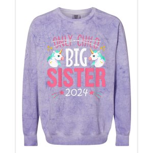 Kids Promoted To Big Sister Est 2024 Unicorn Colorblast Crewneck Sweatshirt