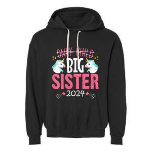 Kids Promoted To Big Sister Est 2024 Unicorn Garment-Dyed Fleece Hoodie