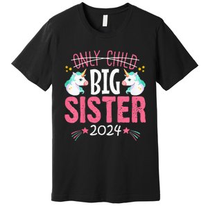 Kids Promoted To Big Sister Est 2024 Unicorn Premium T-Shirt