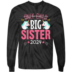 Kids Promoted To Big Sister Est 2024 Unicorn Tie-Dye Long Sleeve Shirt