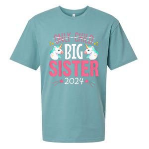 Kids Promoted To Big Sister Est 2024 Unicorn Sueded Cloud Jersey T-Shirt