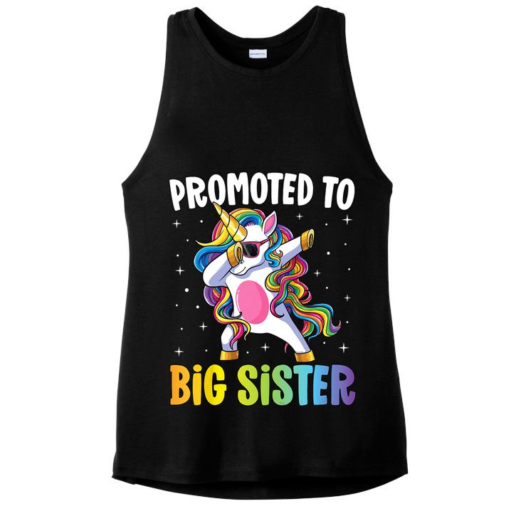Kids Promoted To Big Sister Dabbing Unicorn Older Sister Ladies PosiCharge Tri-Blend Wicking Tank
