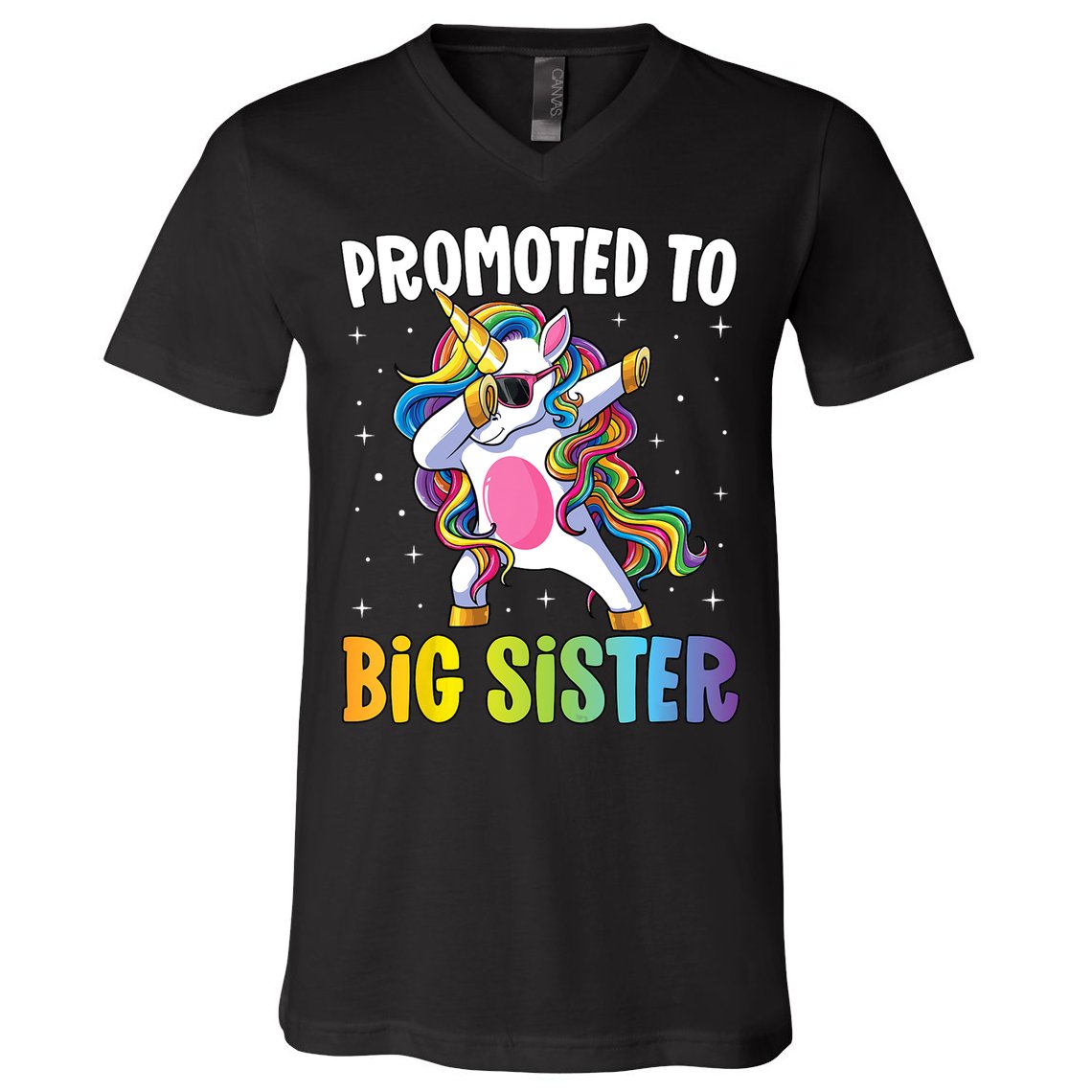 Kids Promoted To Big Sister Dabbing Unicorn Older Sister V-Neck T-Shirt