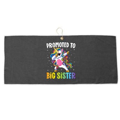 Kids Promoted To Big Sister Dabbing Unicorn Older Sister Large Microfiber Waffle Golf Towel