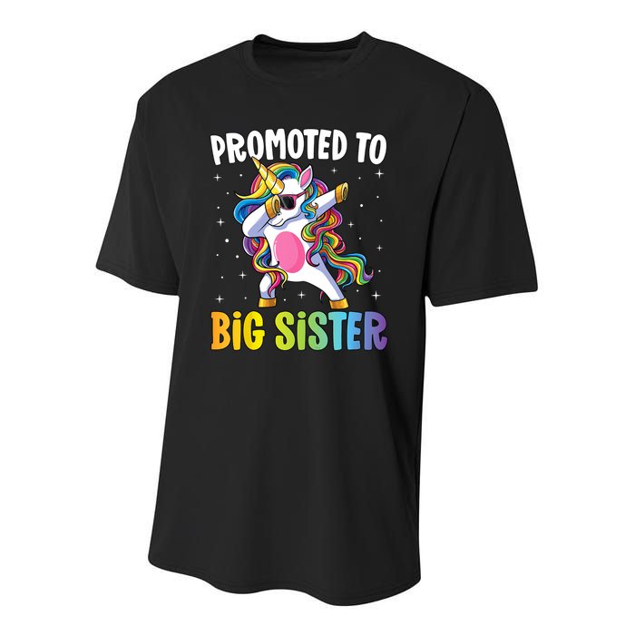 Kids Promoted To Big Sister Dabbing Unicorn Older Sister Youth Performance Sprint T-Shirt