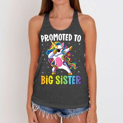 Kids Promoted To Big Sister Dabbing Unicorn Older Sister Women's Knotted Racerback Tank