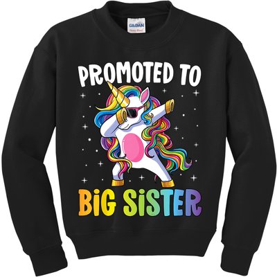 Kids Promoted To Big Sister Dabbing Unicorn Older Sister Kids Sweatshirt