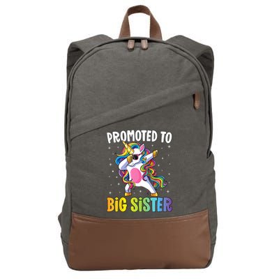 Kids Promoted To Big Sister Dabbing Unicorn Older Sister Cotton Canvas Backpack