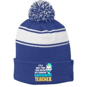 Kindergarten Preschool Teacher Kindergarten Teacher Cute Gift Stripe Pom Pom Beanie