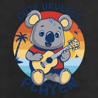 Koala Playing Ukulele 7 Panel Mesh Trucker Snapback Hat