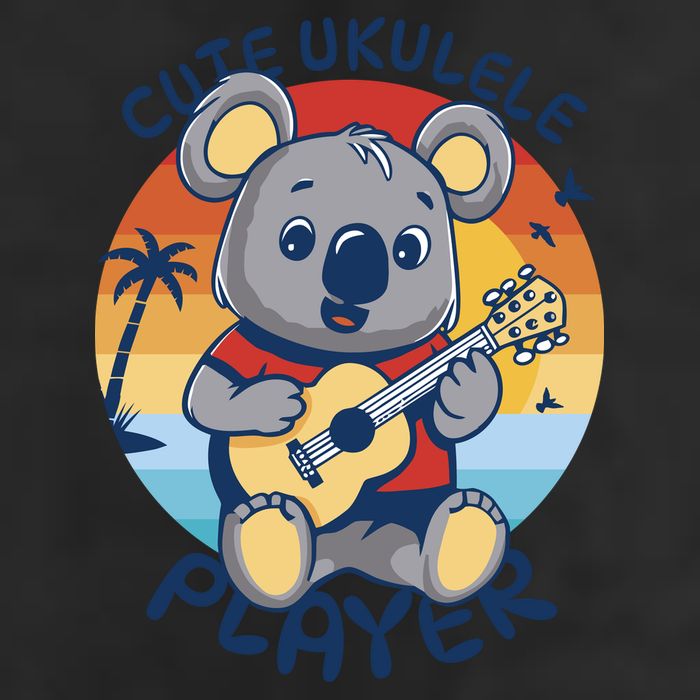 Koala Playing Ukulele 7 Panel Mesh Trucker Snapback Hat