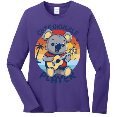 Koala Playing Ukulele Ladies Long Sleeve Shirt