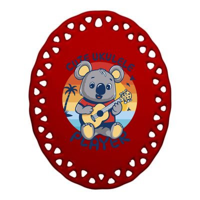 Koala Playing Ukulele Ceramic Oval Ornament