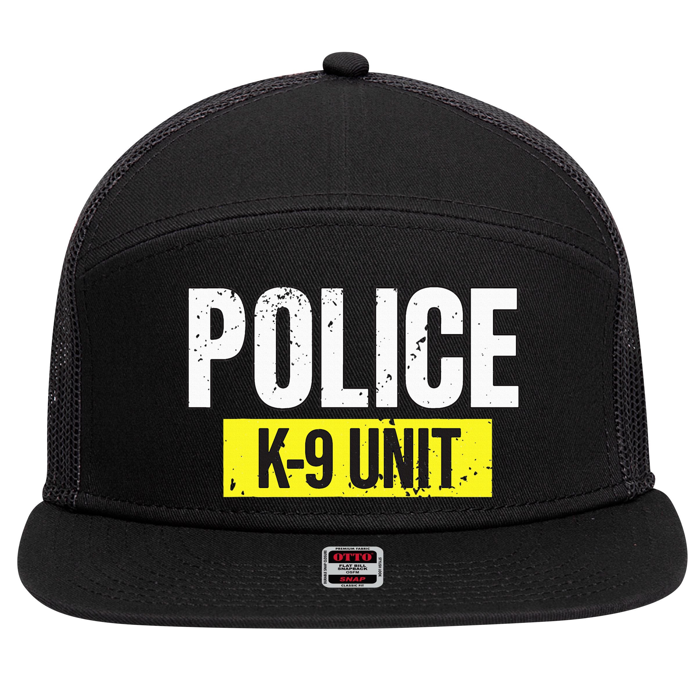 K9 Police Unit Dog Canine Officer 7 Panel Mesh Trucker Snapback Hat