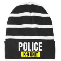 K9 Police Unit Dog Canine Officer Striped Beanie with Solid Band