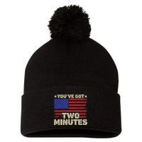 Kash Patel YouVe Got Two Minutes Interview Quote Humor Pom Pom 12in Knit Beanie