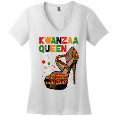 Kwanzaa Queen African American Africa Pride Black  Women's V-Neck T-Shirt