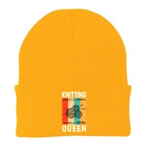 Knitting Queen Crocheting Lover Funny Yarn Wool Pun Cute Gift Knit Cap Winter Beanie