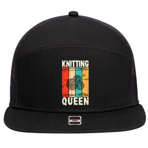 Knitting Queen Crocheting Lover Funny Yarn Wool Pun Cute Gift 7 Panel Mesh Trucker Snapback Hat