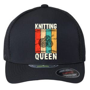 Knitting Queen Crocheting Lover Funny Yarn Wool Pun Cute Gift Flexfit Unipanel Trucker Cap