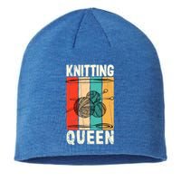 Knitting Queen Crocheting Lover Funny Yarn Wool Pun Cute Gift Sustainable Beanie