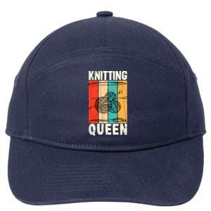 Knitting Queen Crocheting Lover Funny Yarn Wool Pun Cute Gift 7-Panel Snapback Hat