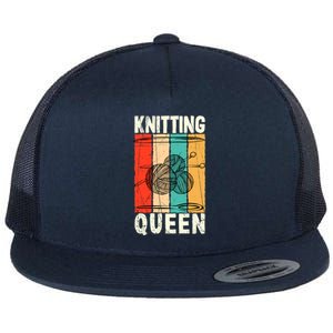 Knitting Queen Crocheting Lover Funny Yarn Wool Pun Cute Gift Flat Bill Trucker Hat