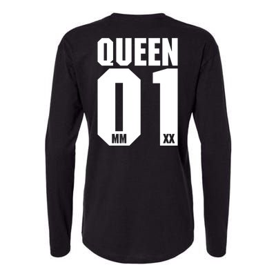 King & Queen 01 Family Matching Outfits Queen Mom Womens Cotton Relaxed Long Sleeve T-Shirt