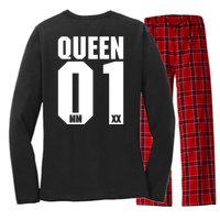 King & Queen 01 Family Matching Outfits Queen Mom Women's Long Sleeve Flannel Pajama Set 