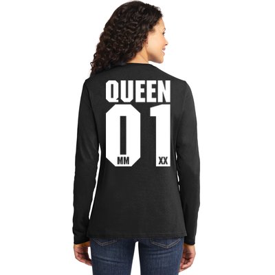 King & Queen 01 Family Matching Outfits Queen Mom Ladies Long Sleeve Shirt