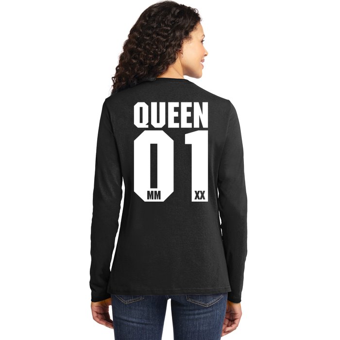 King & Queen 01 Family Matching Outfits Queen Mom Ladies Long Sleeve Shirt