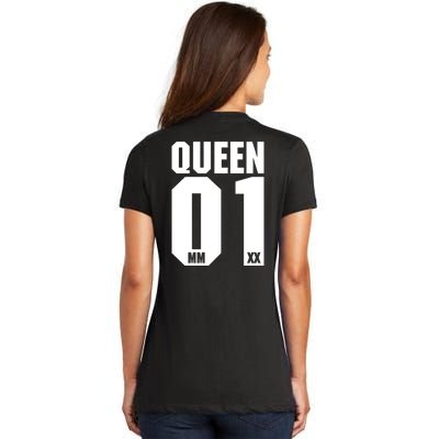 King & Queen 01 Family Matching Outfits Queen Mom Women's V-Neck T-Shirt