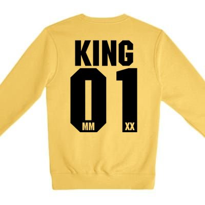 King & Queen 01 Family Matching Outfits King Dad Premium Crewneck Sweatshirt