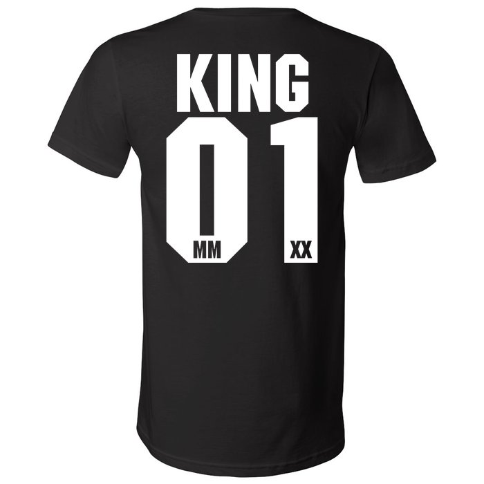 King & Queen 01 Family Matching Outfits King Dad V-Neck T-Shirt