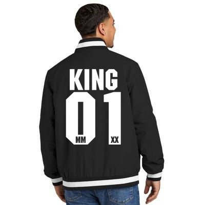 King & Queen 01 Family Matching Outfits King Dad Insulated Varsity Jacket