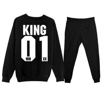 King & Queen 01 Family Matching Outfits King Dad Premium Crewneck Sweatsuit Set