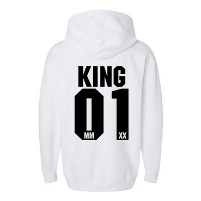 King & Queen 01 Family Matching Outfits King Dad Garment-Dyed Fleece Hoodie