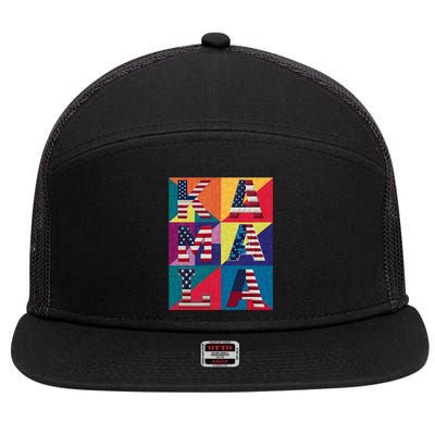 Kamala Quilt 7 Panel Mesh Trucker Snapback Hat