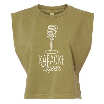 Karaoke Queen Microphone Musical Garment-Dyed Women's Muscle Tee