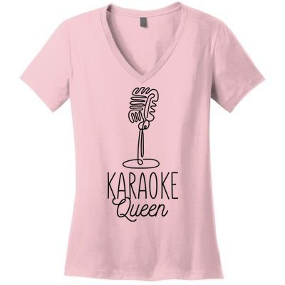 Karaoke Queen Microphone Musical Women's V-Neck T-Shirt
