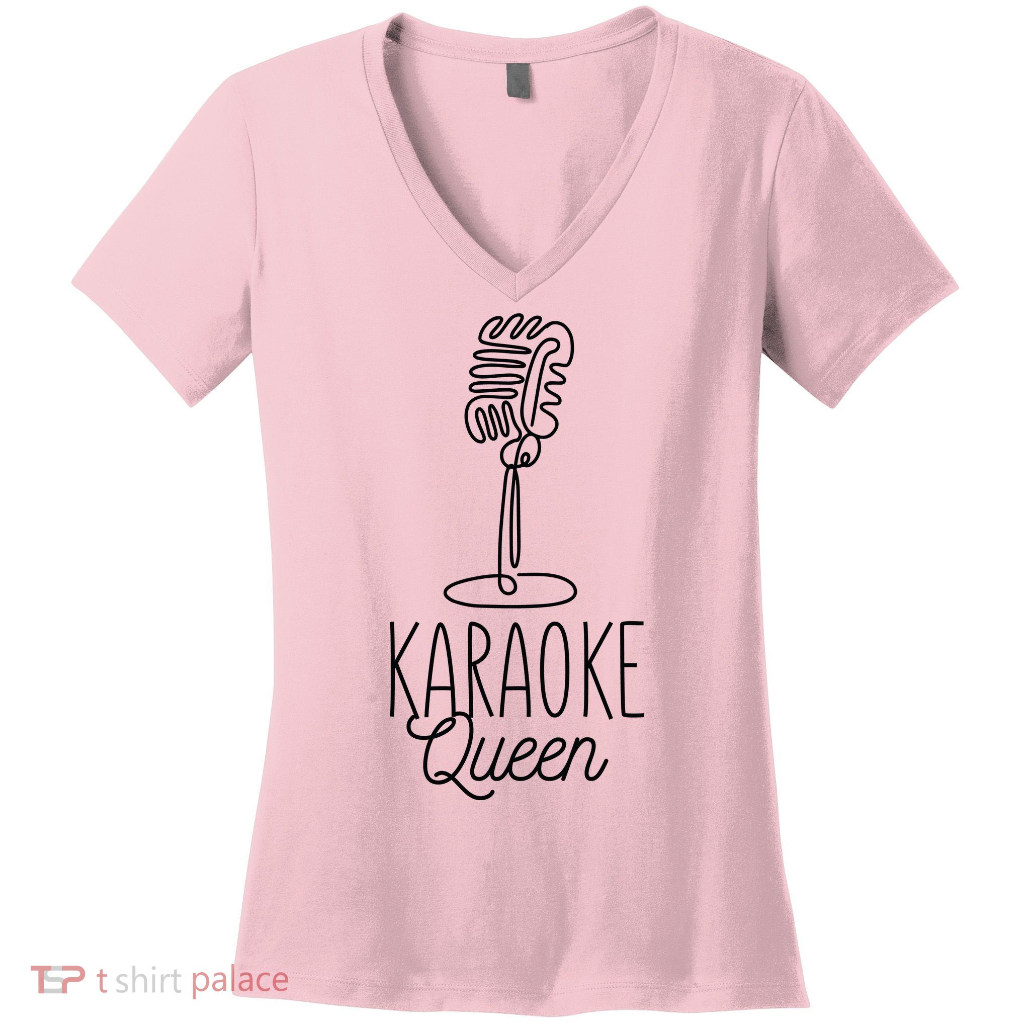 Karaoke Queen Microphone Musical Women's V-Neck T-Shirt